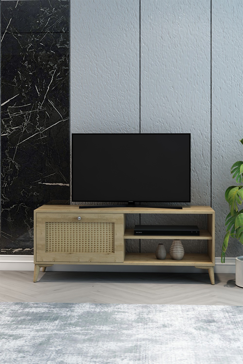 TV Ünitesi Safir Meşe Hazeran 140x55x40 - %100 MDF