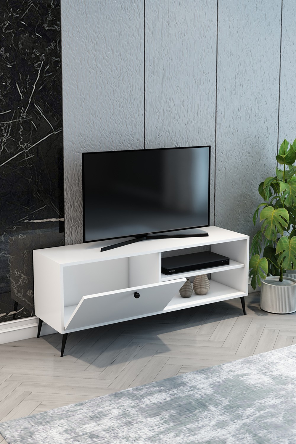 TV Ünitesi Beyaz 140x55x40 - %100 MDF