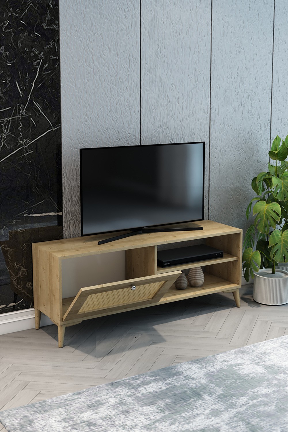 TV Ünitesi Safir Meşe Hazeran 140x55x40 - %100 MDF