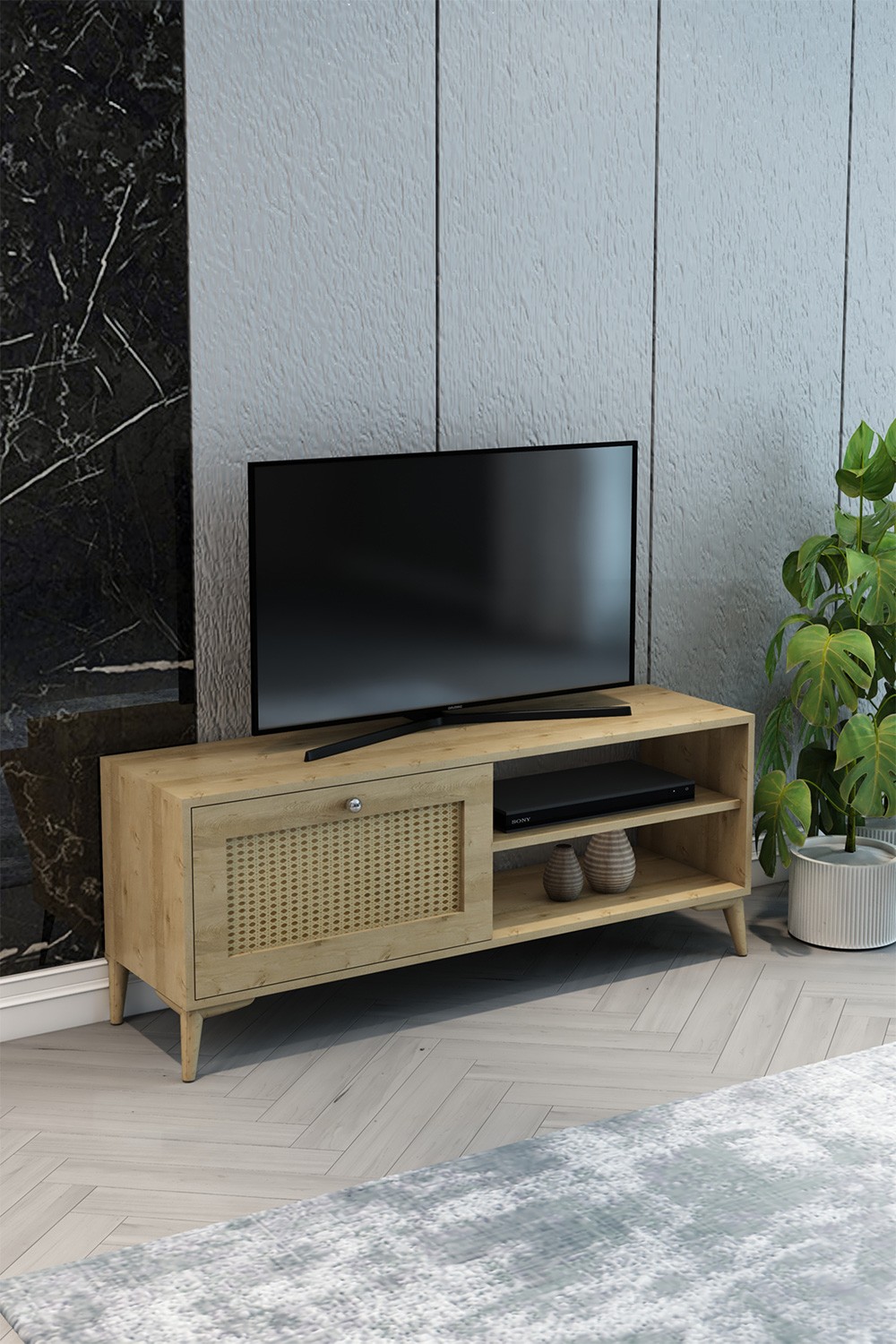 TV Ünitesi Safir Meşe Hazeran 140x55x40 - %100 MDF