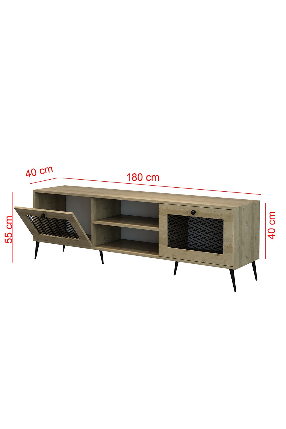 TV Ünitesi Safir Meşe Tel 180x50x40 - %100 MDF