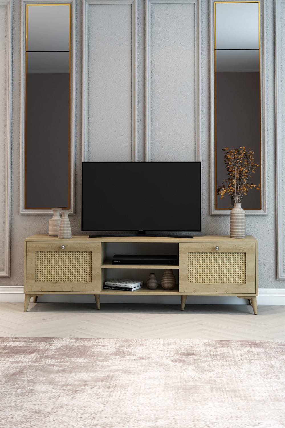 TV Ünitesi Safir Meşe Hazeran 180x55x40 - %100 MDF