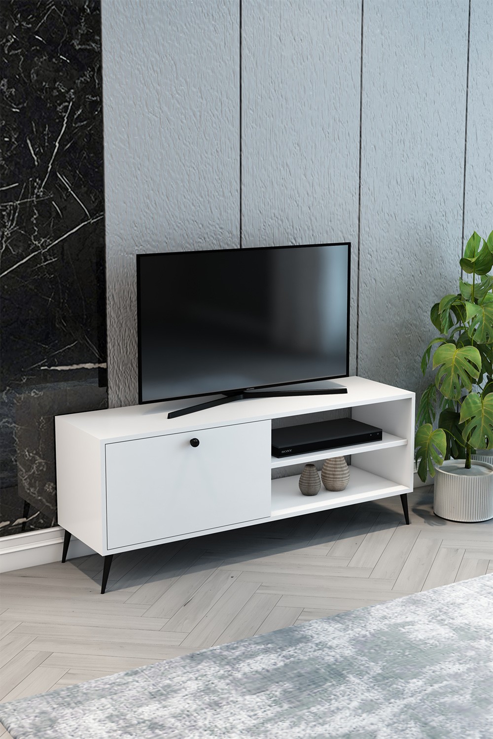 TV Ünitesi Beyaz 140x55x40 - %100 MDF