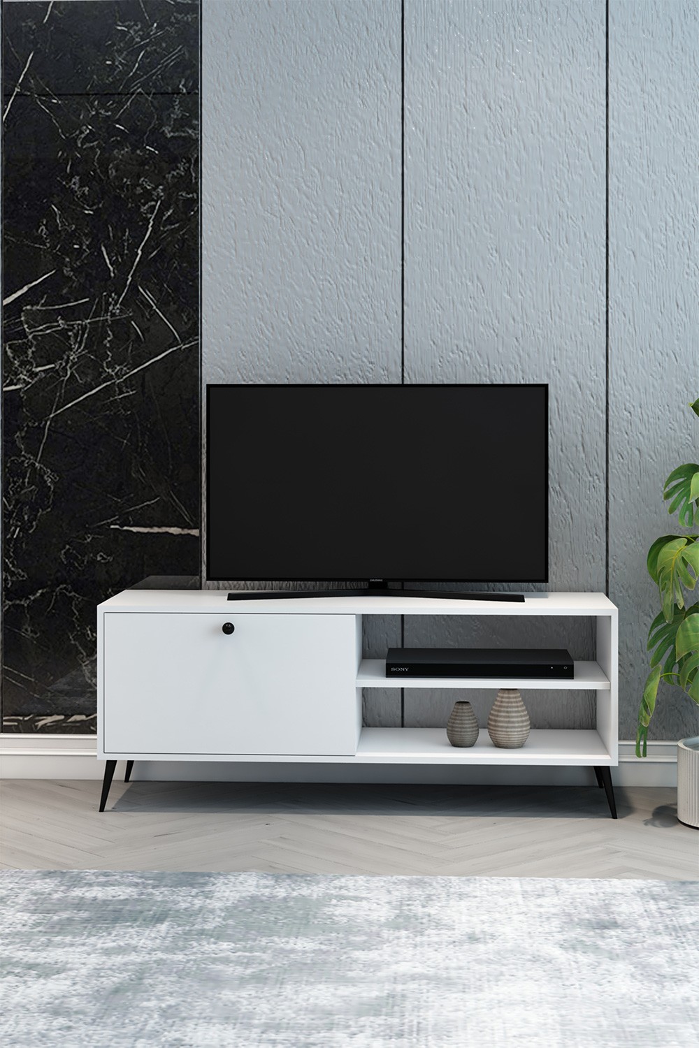 TV Ünitesi Beyaz 140x55x40 - %100 MDF