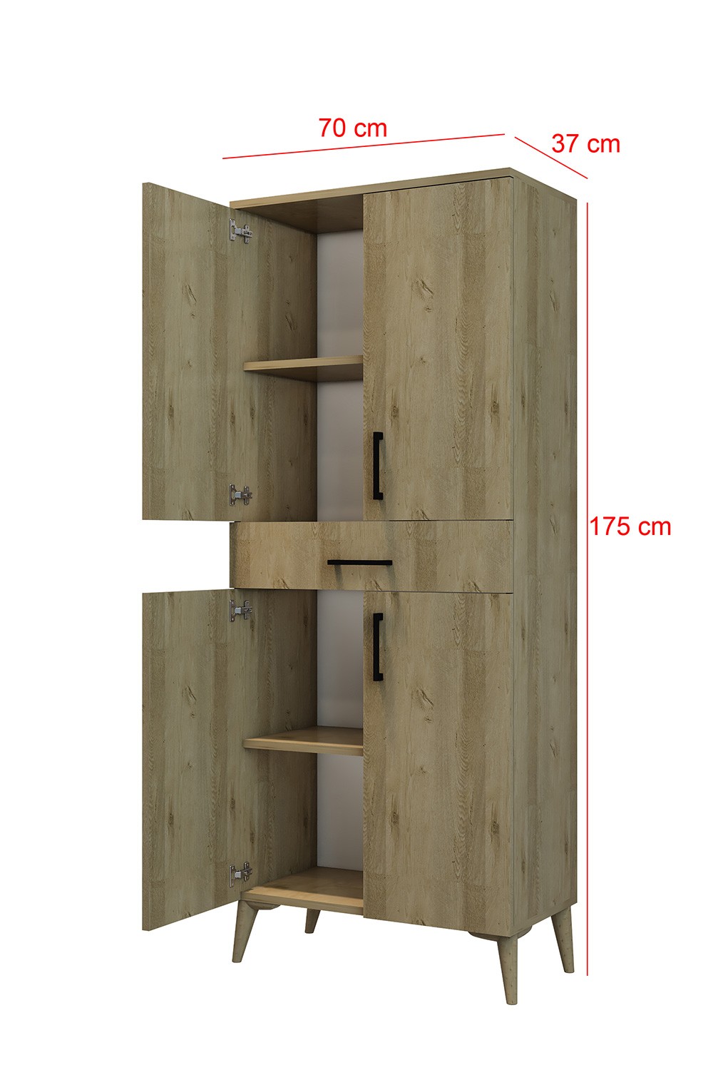 Safir Meşe Erzak Dolabı Kiler - 175x70x37 - %100 MDF