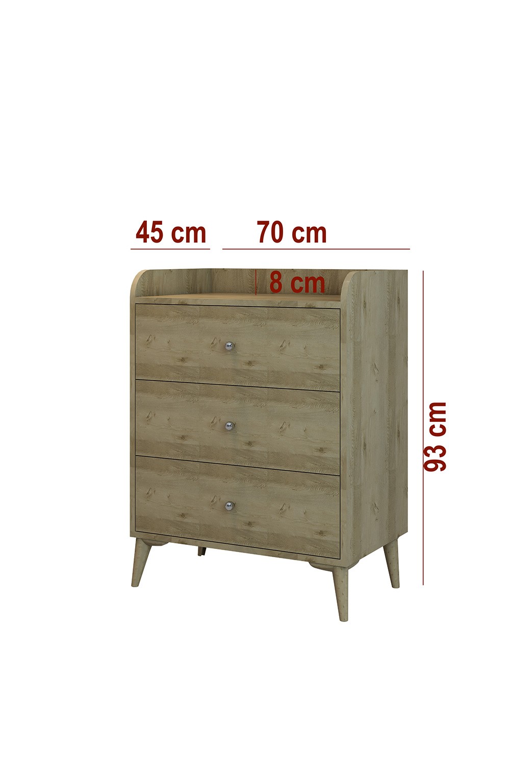 Modern Şifonyer Lefkas Meşe 93x70x45 - %100 MDF