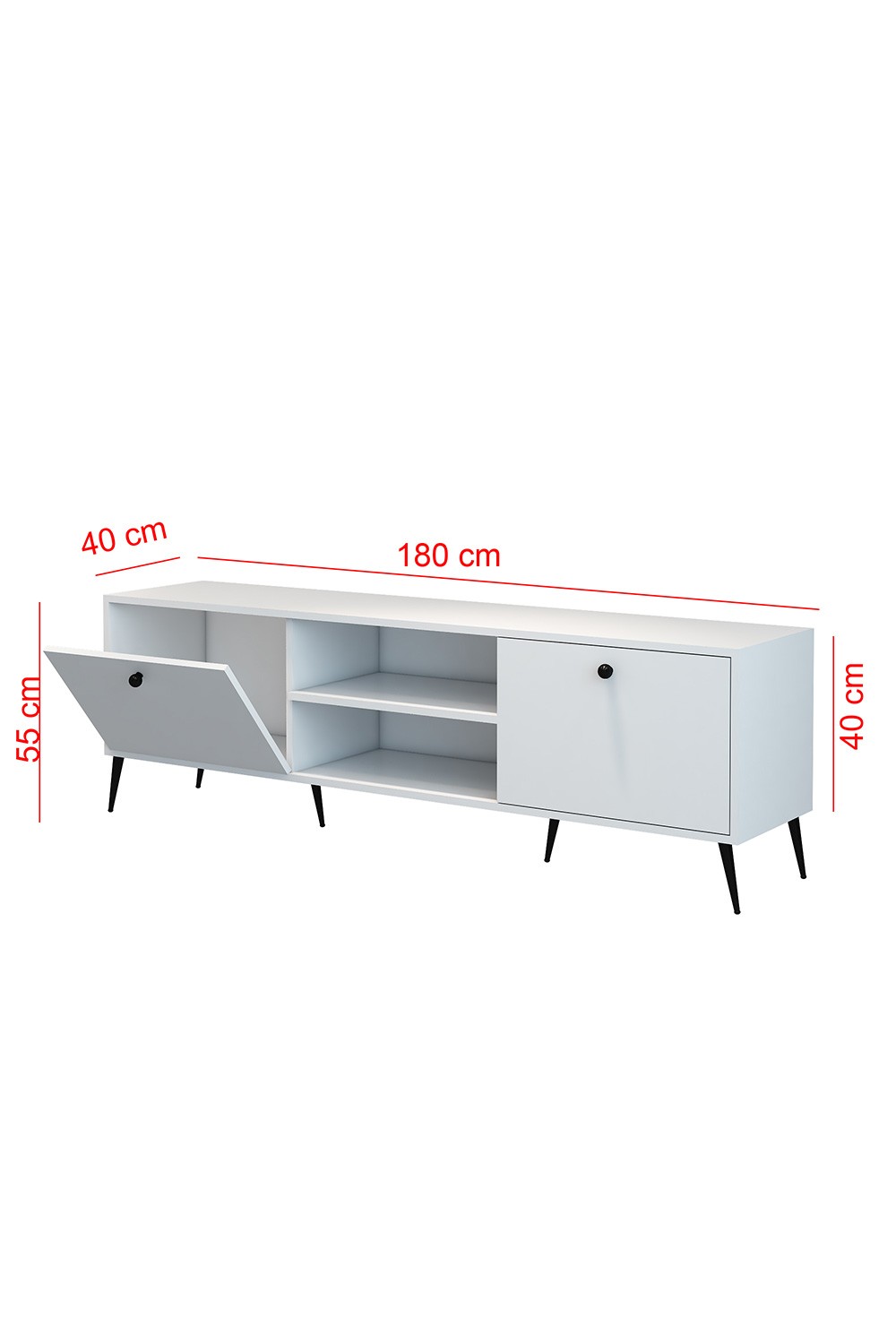 TV Ünitesi Beyaz 180x55x40 - %100 MDF