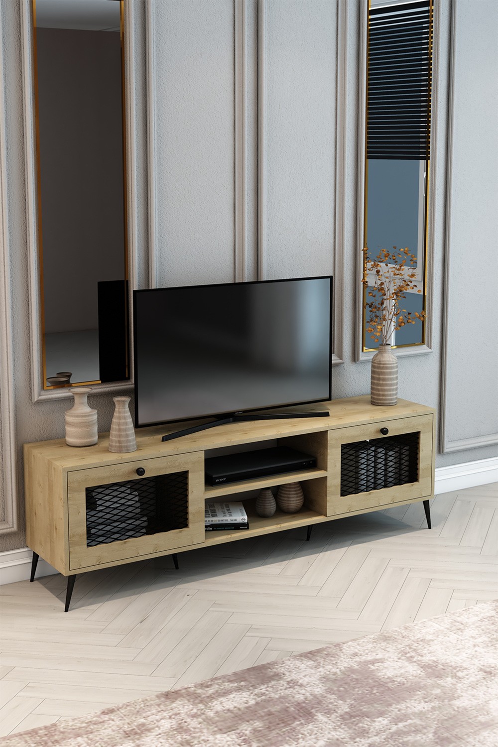 TV Ünitesi Safir Meşe Tel 180x50x40 - %100 MDF