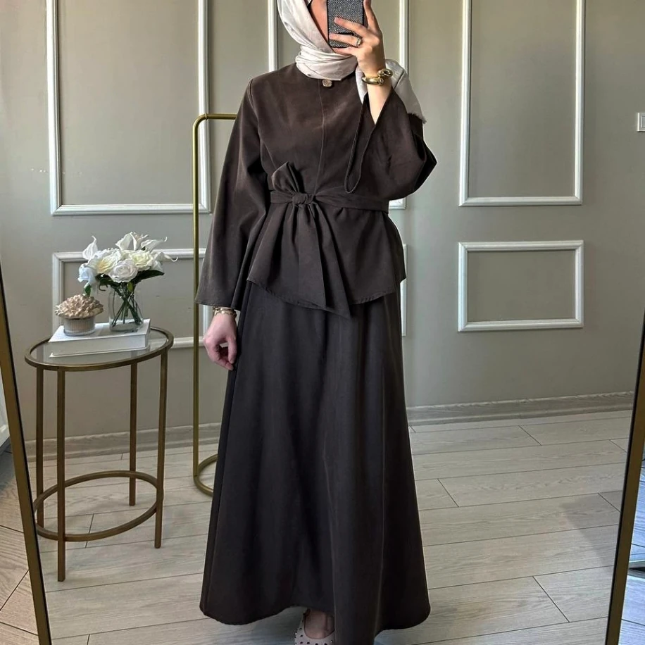 Tensel Kumaş Etekli Takım- 1028 Acı kahve