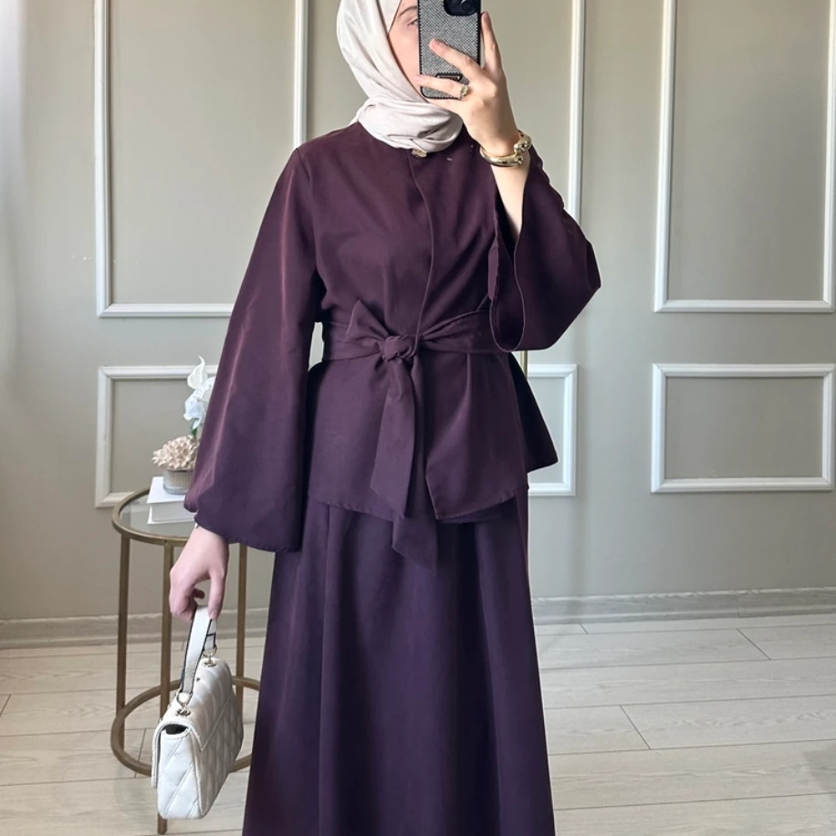 Tensel  Kumaş Etekli Takım - 1028 Mürdüm