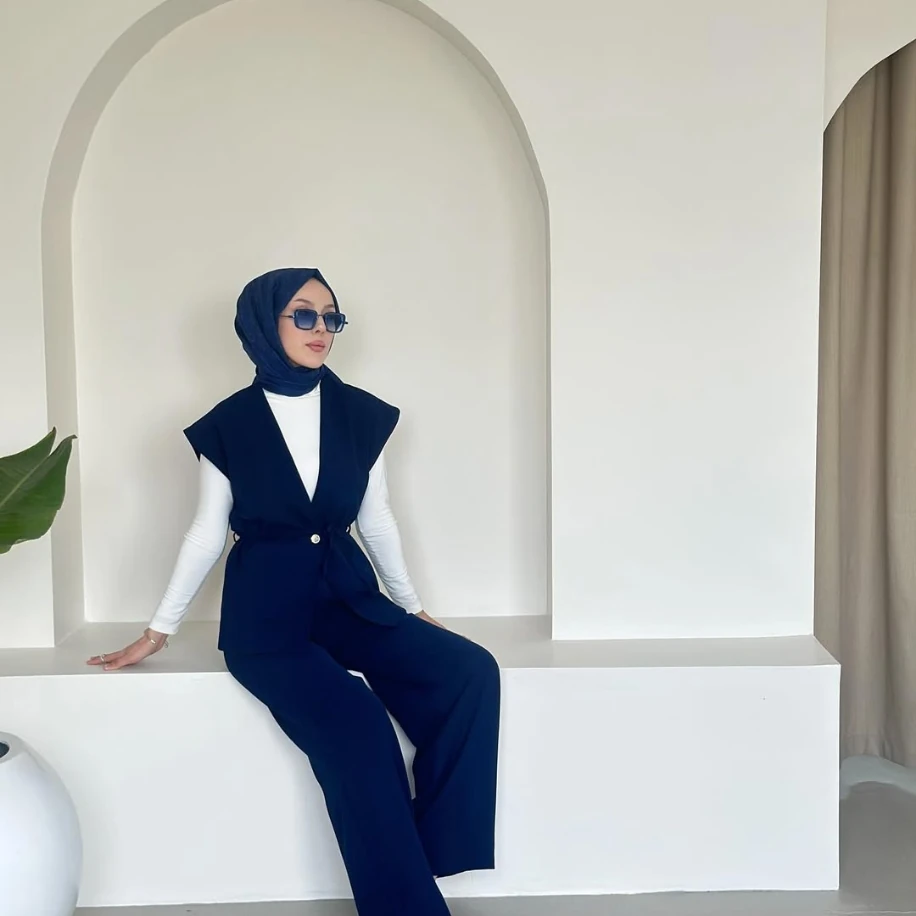 Krep Kumaş İkili Takım (Lacivert) - Ürün Kodu 1008