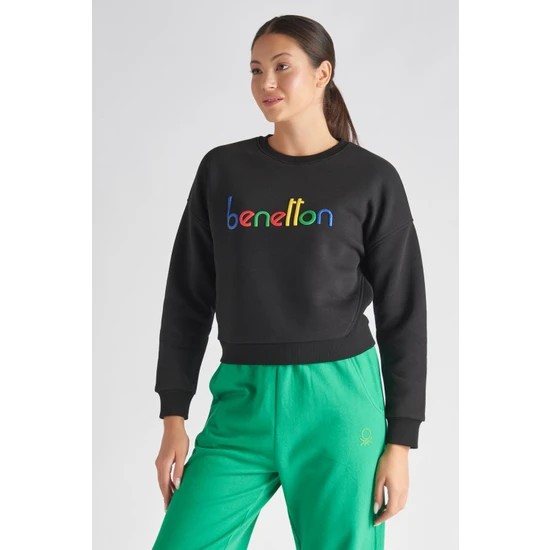 Benetton BNT-W100T Kadın Sweatshirt - SİYAH