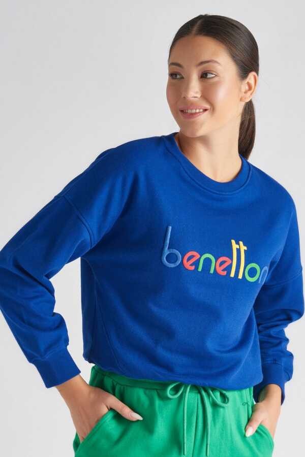 Benetton BNT-W100T Kadın Sweatshirt - MAVİ