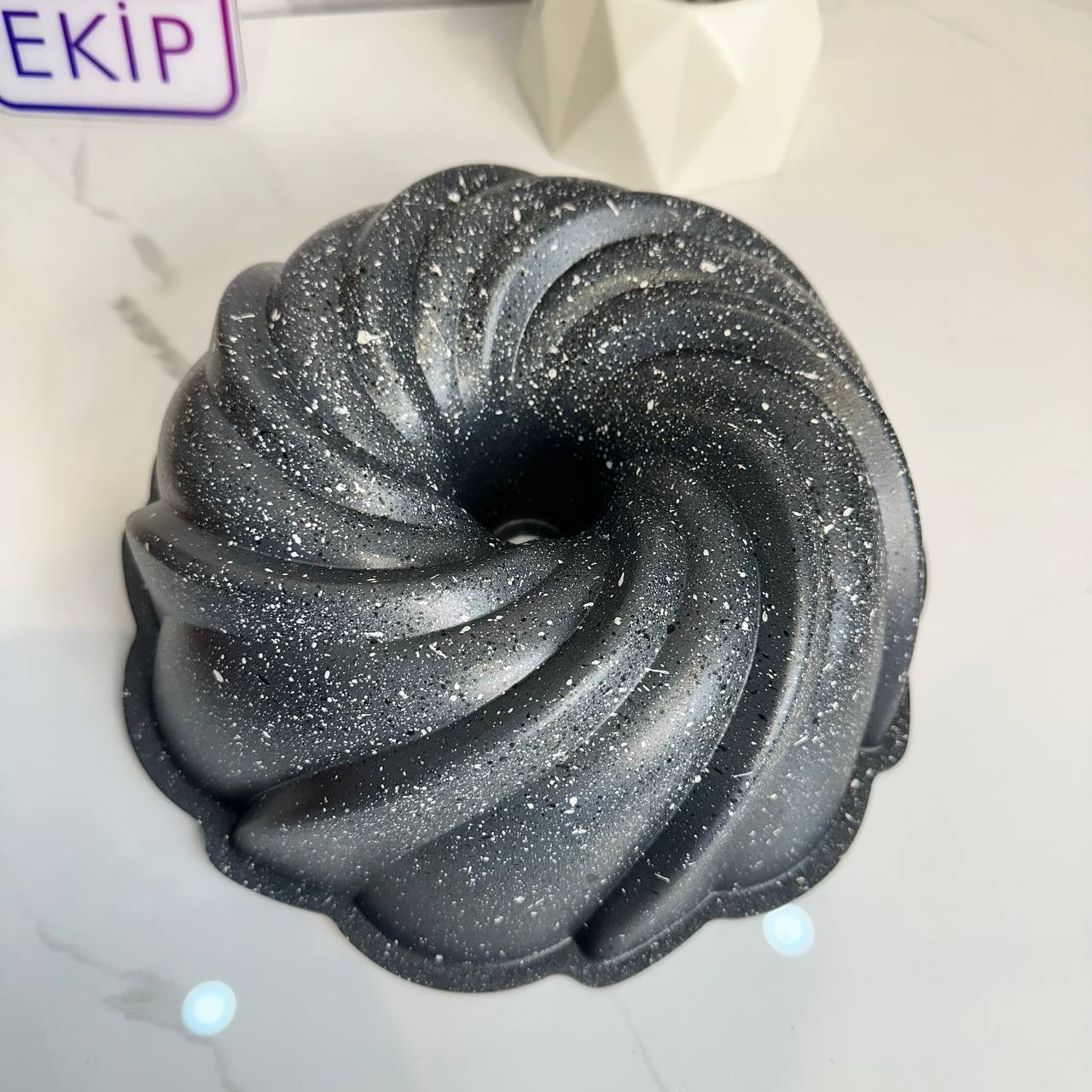 Granit Döküm Tart Kalıbı Turta Kek Kalıbı Güllü Siyah