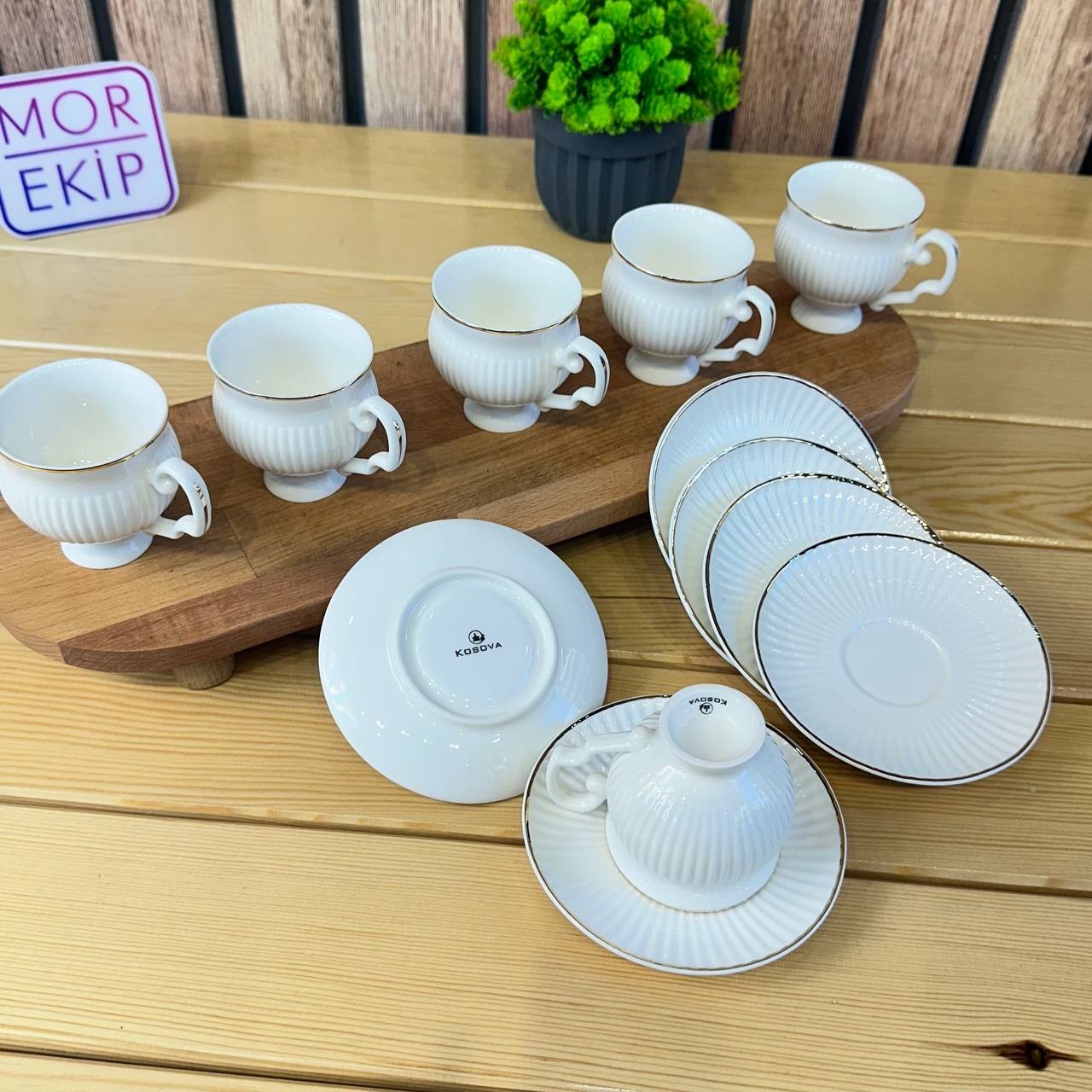 Kosova Byz-036 New Bone China 6 Lı Kahve Fincan Seti Yaldızlı