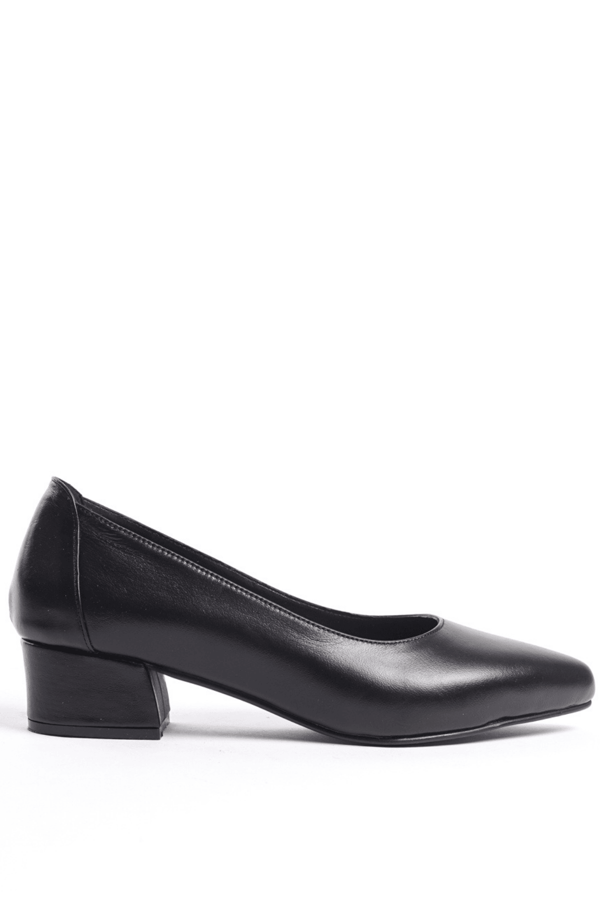 Kadın Hakiki Deri Günlük Topuklu Ayakkabı - Siyah