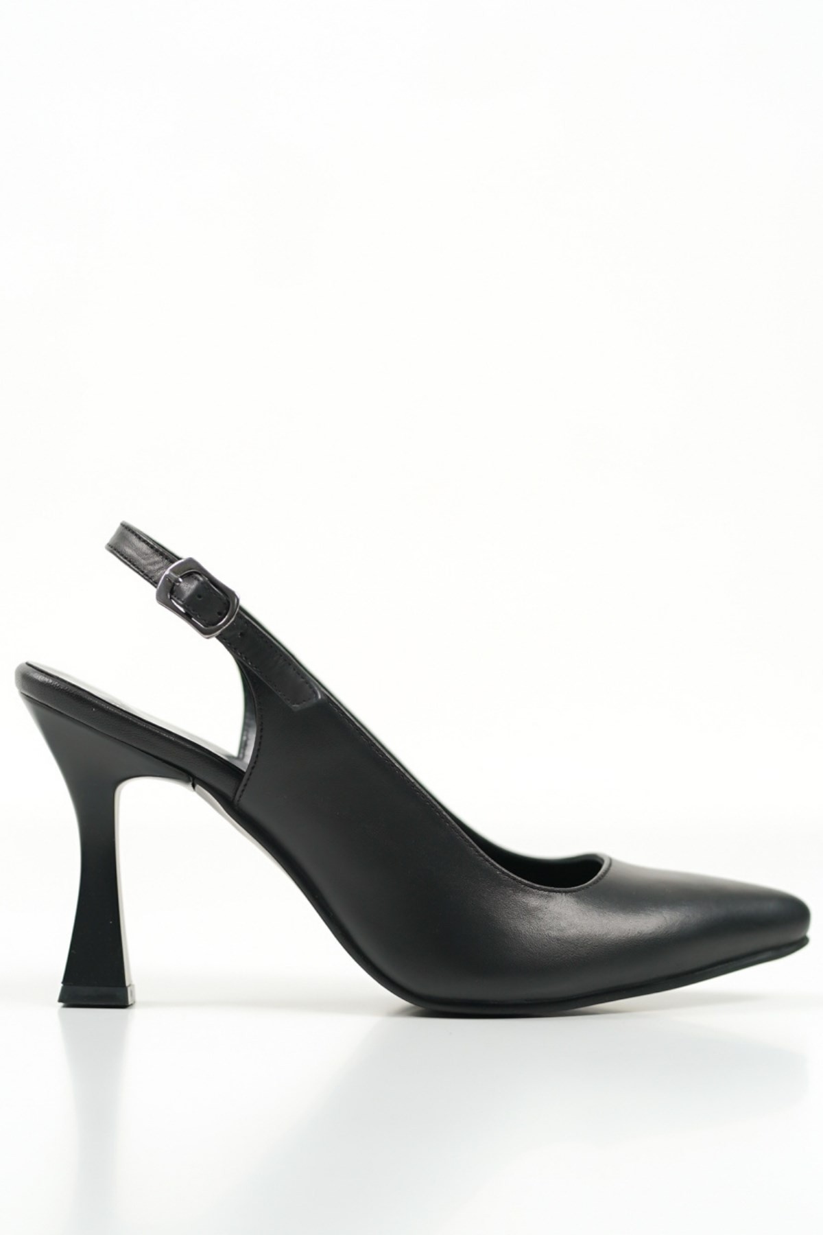 Kadın Hakiki Deri Sivri Burun Stiletto Topuklu Ayakkabı - Siyah