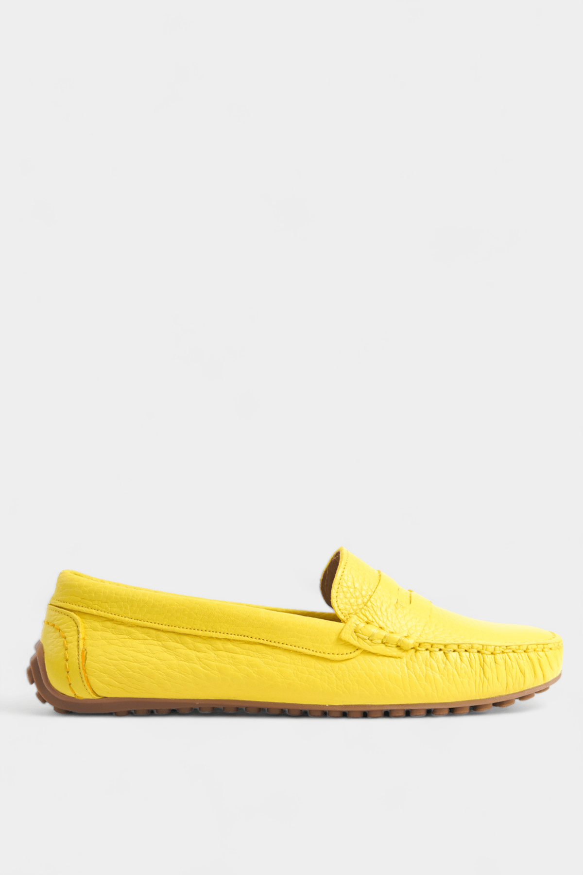 Sarı Hakiki Deri Loafer Ayakkabı Kadın Babet