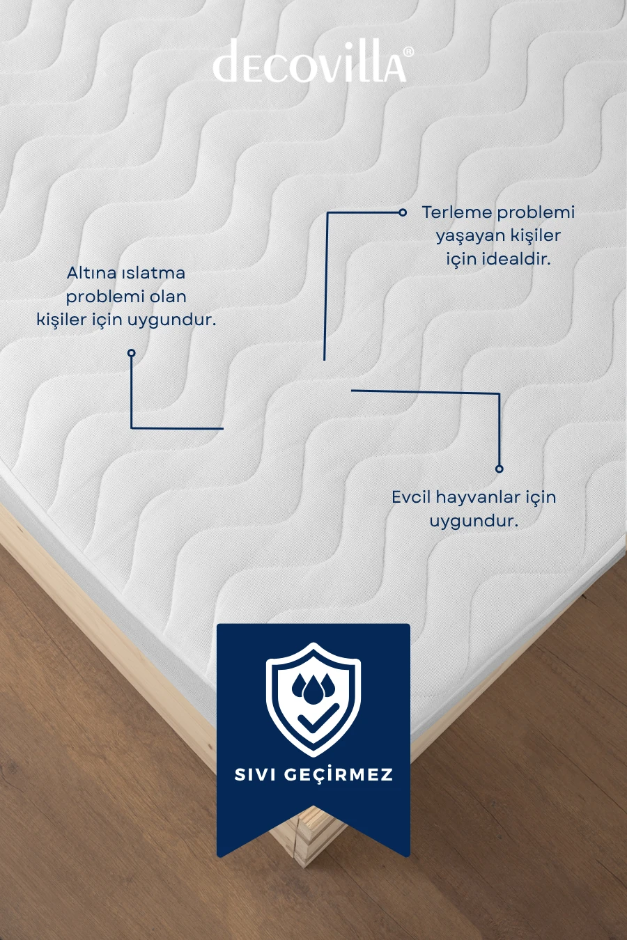 Micro Kapitone Fitted Full Kenar Su Sıvı Geçirmez Yatak Koruyucu Alez Çarşaf