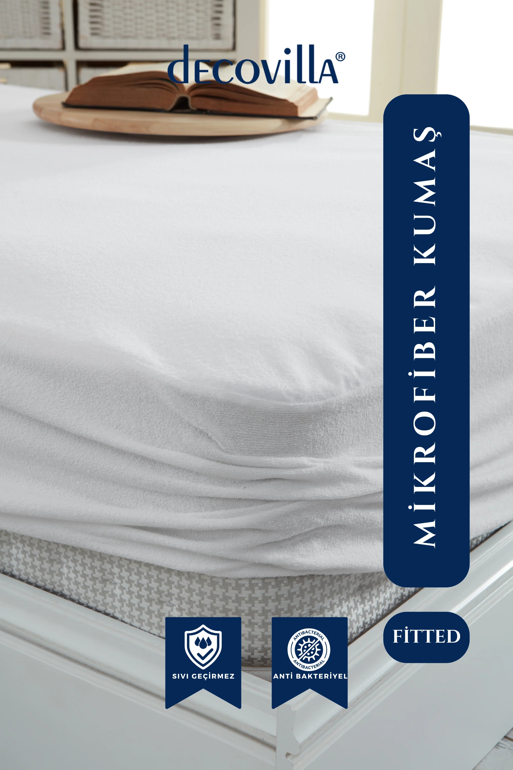 Micro Fitted Full Kenar Su Sıvı Geçirmez Yatak Koruyucu Alez Çarşaf Beyaz