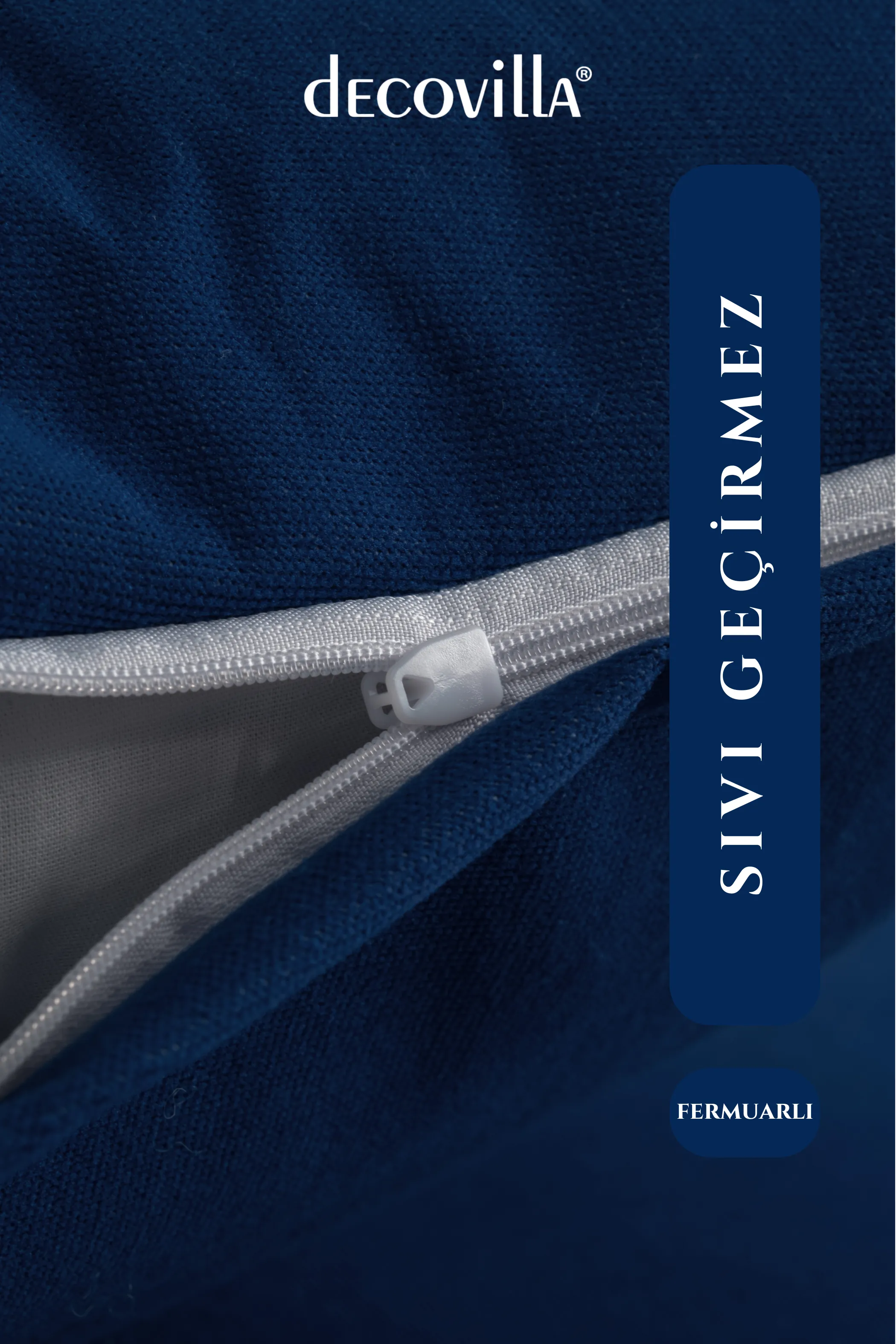 Micro Fermuarlı Yastık Alezi Sıvı Geçirmez 4 lü Set Yastık Koruyucu 50x70 Lacivert