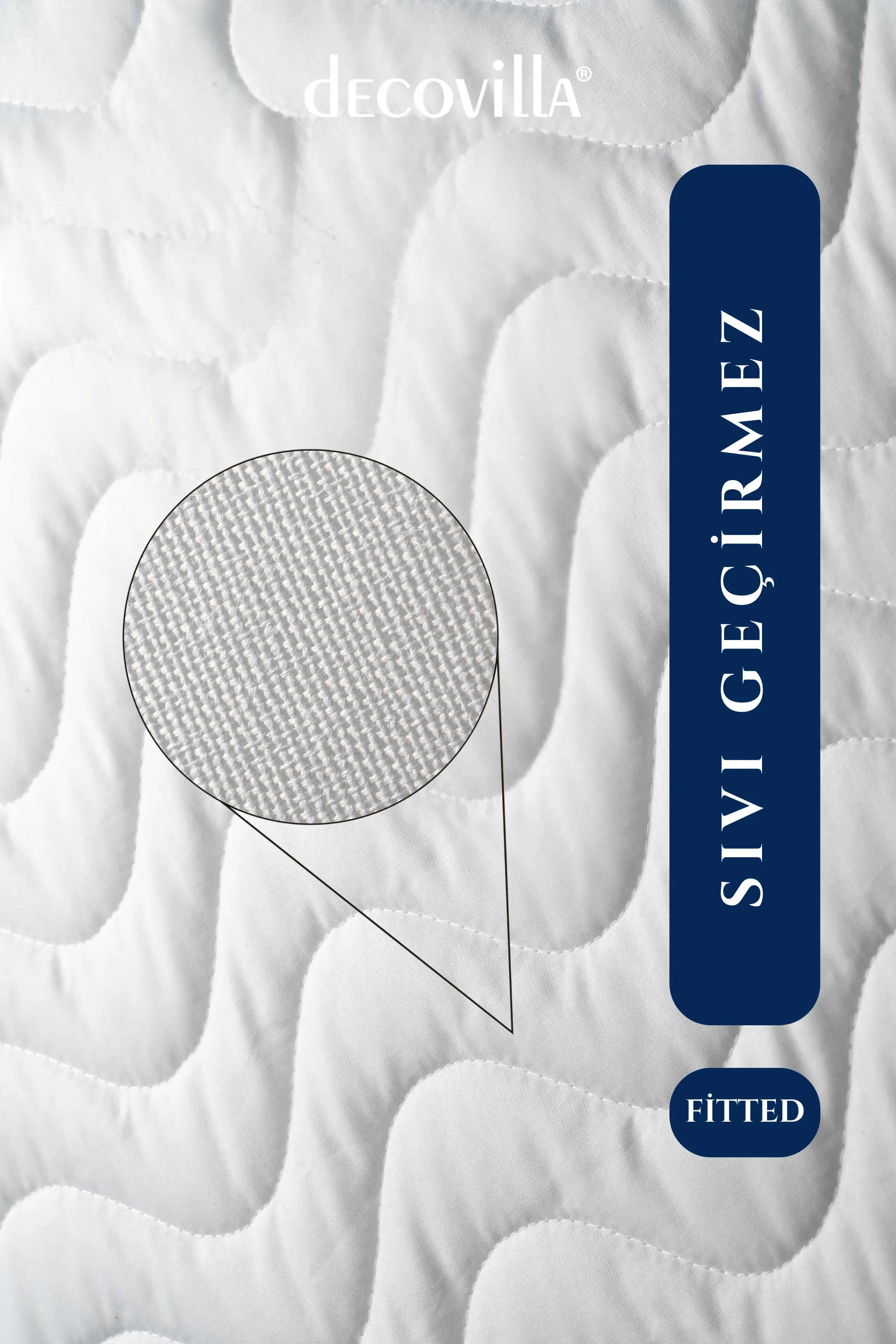 Kapitone Fitted Full Kenar Su Sıvı Geçirmez Yatak Koruyucu Alez Çarşaf Beyaz