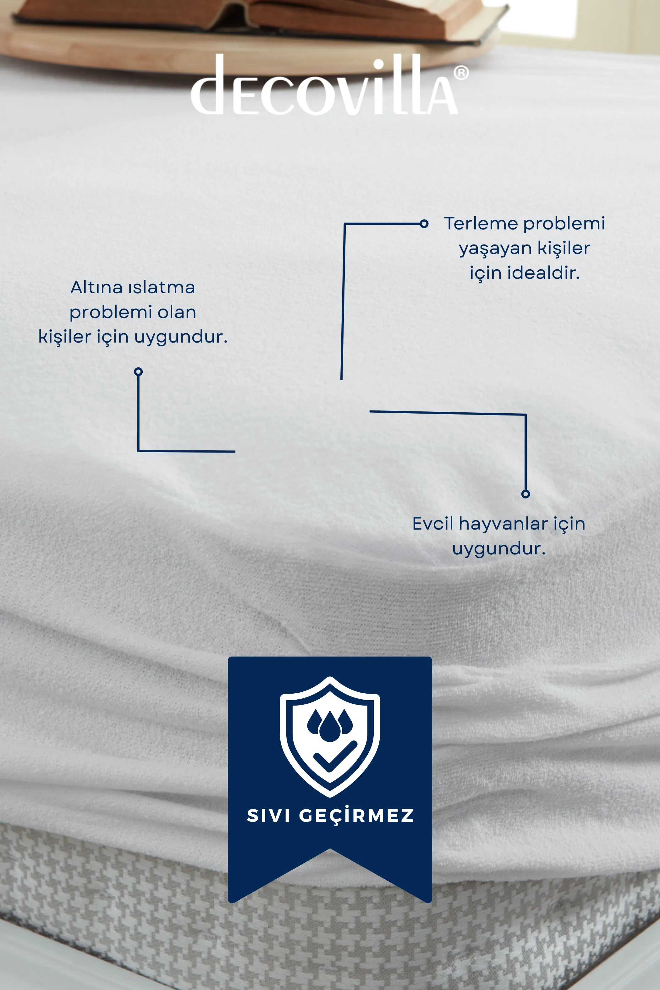 Micro Fitted Full Kenar Su Sıvı Geçirmez Yatak Koruyucu Alez Çarşaf Beyaz