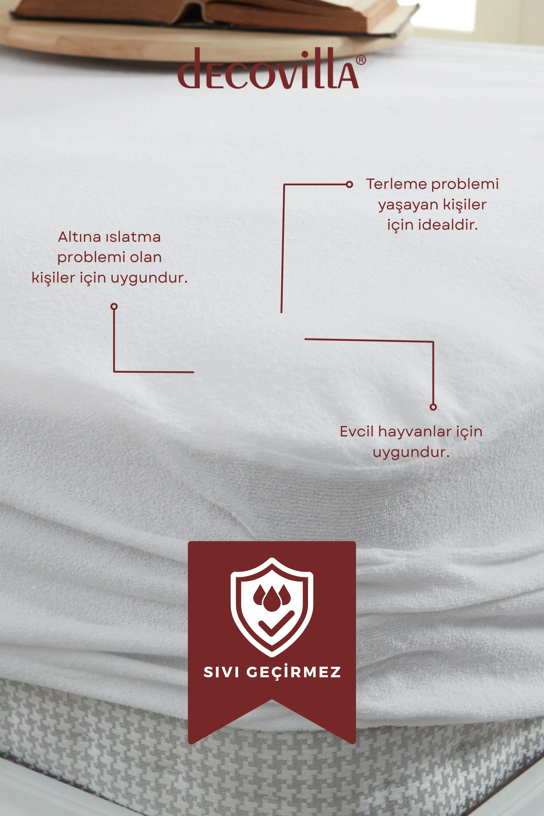 Pamuklu Fitted Full Kenar Su Sıvı Geçirmez Yatak Koruyucu Alez Çarşaf