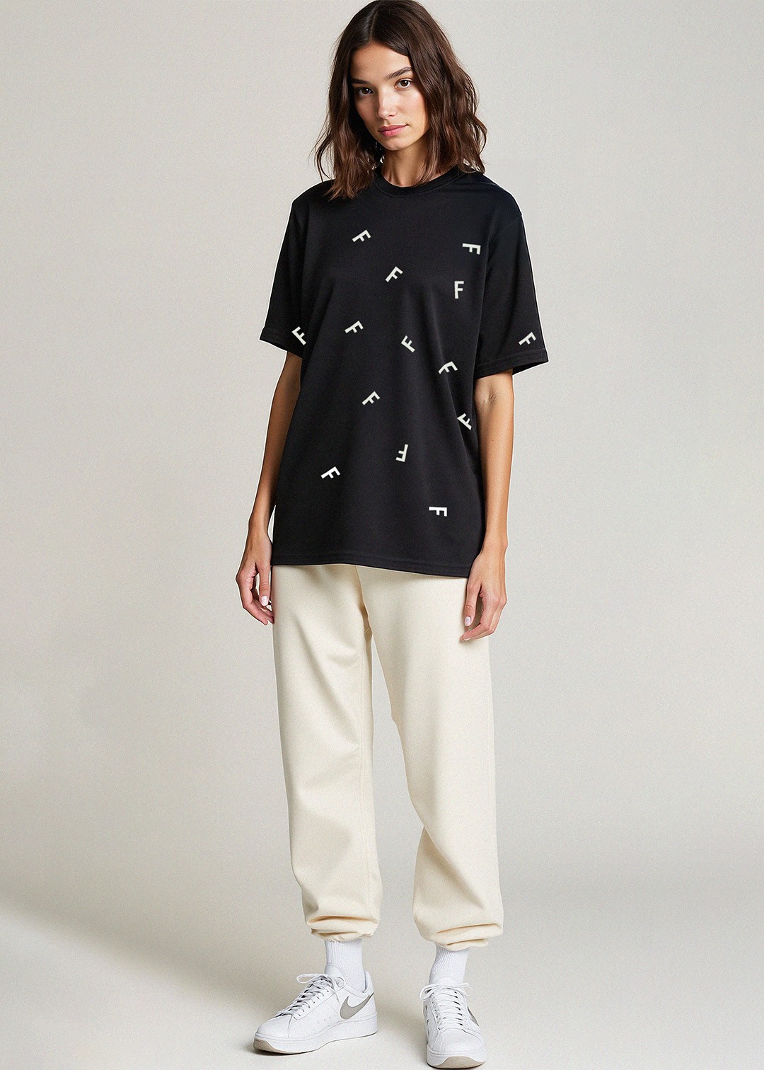 F for F Oversize Premium Unisex Siyah T-Shirt