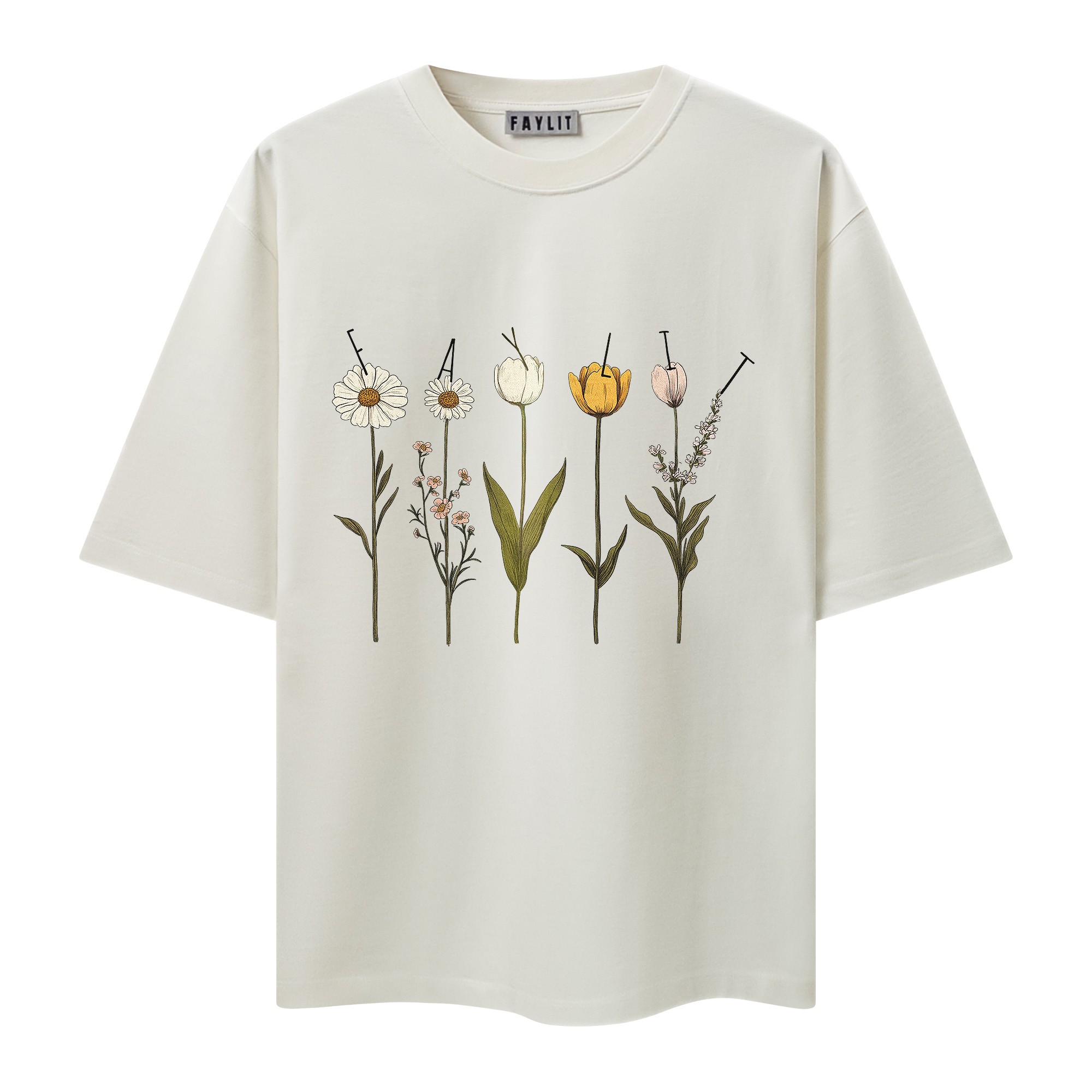 Çiçekli Oversize Premium Unisex T-Shirt