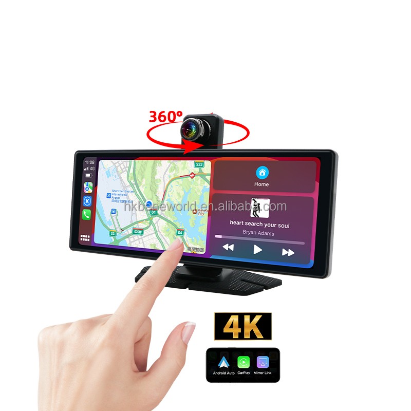 10" 4K ULTRA HD Apple Carplay & Android Auto, Ön & Arka 2 Kameralı Torpido Üstü Araç Multimedya