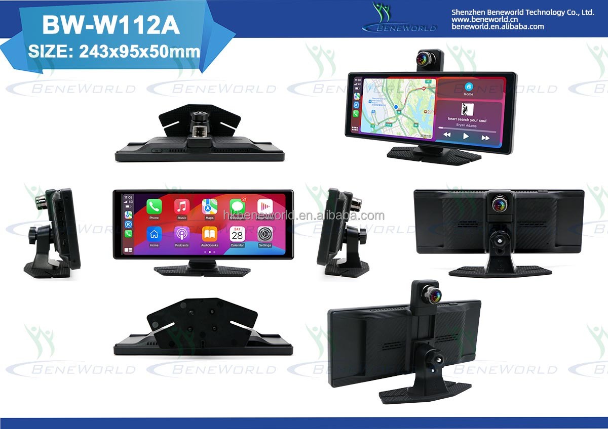 10" 4K ULTRA HD Apple Carplay & Android Auto, Ön & Arka 2 Kameralı Torpido Üstü Araç Multimedya