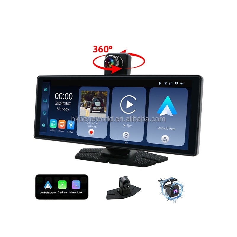 10" 4K ULTRA HD Apple Carplay & Android Auto, Ön & Arka 2 Kameralı Torpido Üstü Araç Multimedya