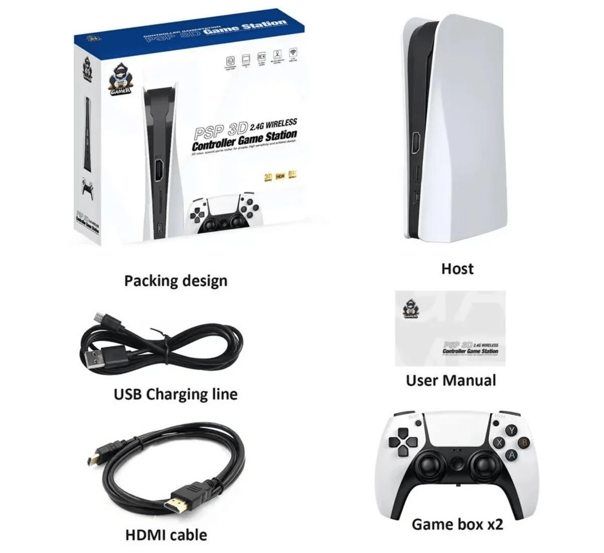 TKM-Q10 Güncel Sürüm Ps5 Kollu 4k Uhd Retro Joystick  128gb Ps1pes/gta Atari Çift Kişilik Oyun Konsolu 26700 3d Oyunlu