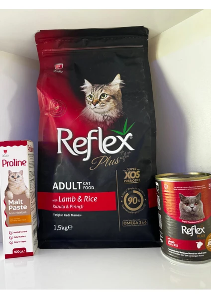Reflex Plus Kuzu Etli Yetişkin Kedi Maması Seti