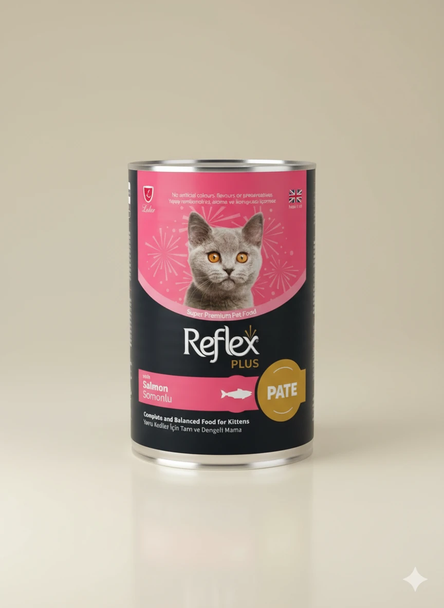 Reflex Plus Pate İçinde Et Parçacıklı Somonlu Yavru Kedi Maması 395 gr