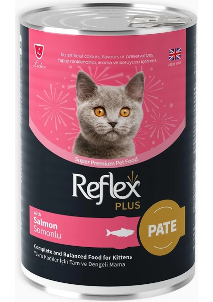 Reflex Plus Pate İçinde Et Parçacıklı Somonlu Yavru Kedi Maması 395 gr