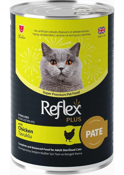 Reflex Plus Pate Içinde Et Parçacıklı Tavuklu Kısırlaştırılmış Kedi Maması 395 gr