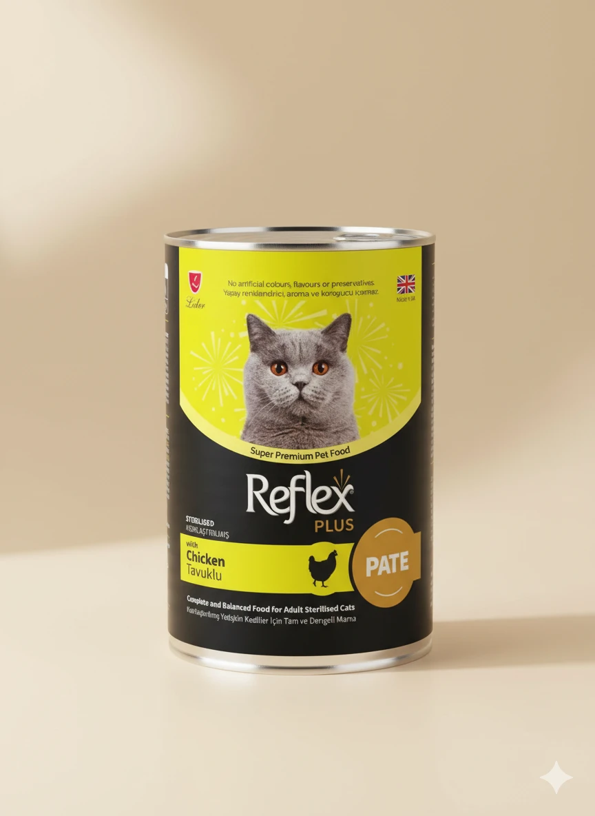 Reflex Plus Pate Içinde Et Parçacıklı Tavuklu Kısırlaştırılmış Kedi Maması 395 gr