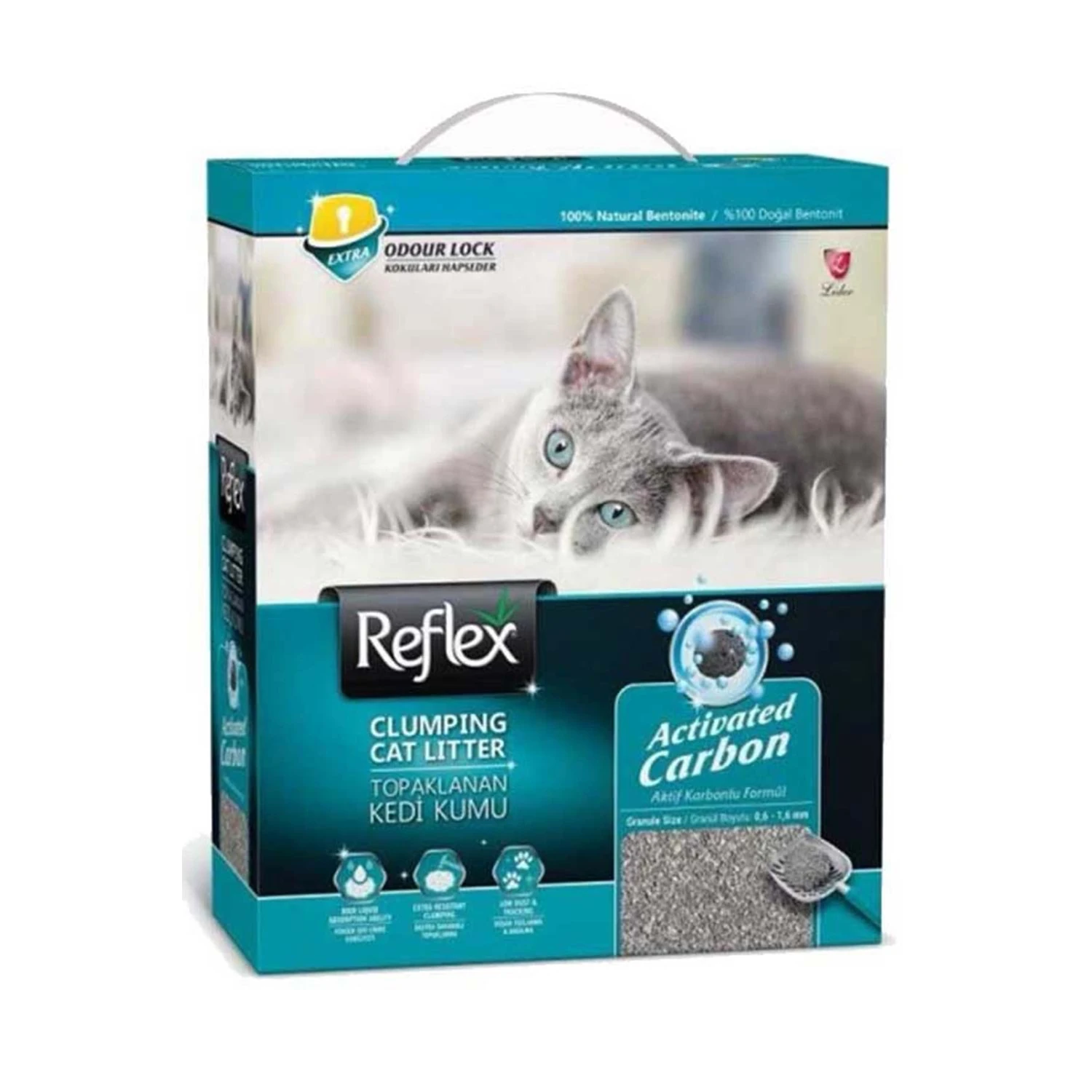 Reflex Box 10 Lt Active Carbon Gri Kedi Kumu