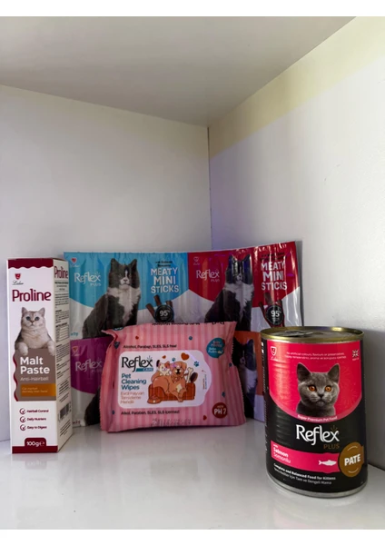 Reflex Plusyavru Kedi Yaş Mama , Malt, Ödül Maması, Temizleme Mendili Seti