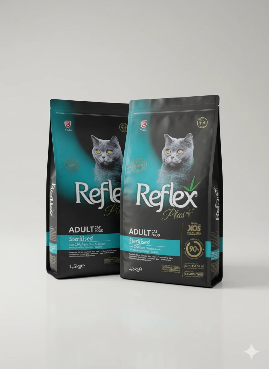 Reflex Plus Kısırlaştırılmış Yetişkin Kedi Maması Tavuklu 1.5 kg × 2 (Toplam 3 kg)