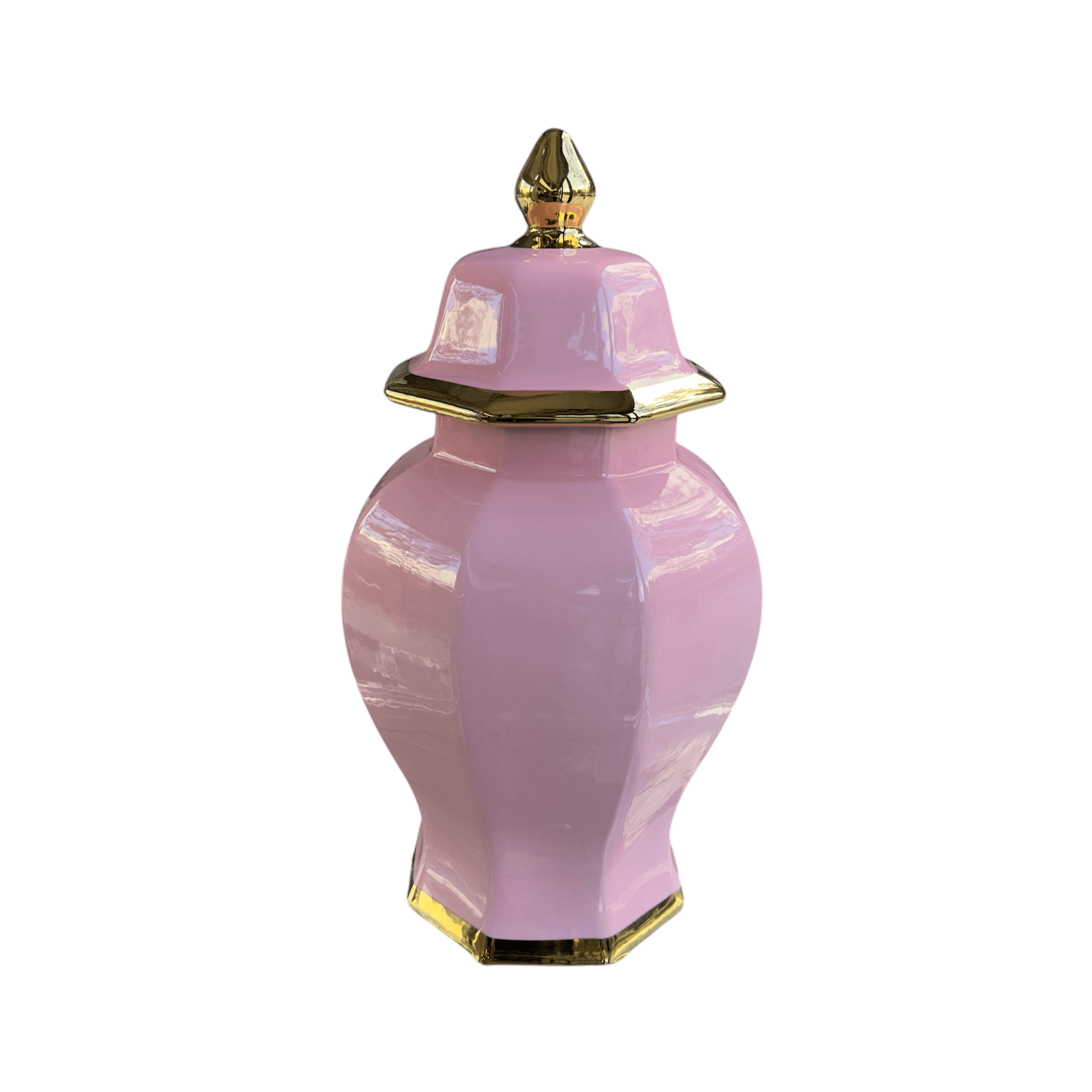 Gold Şerit Detaylı Kapaklı Pembe Küp Küçük Boy