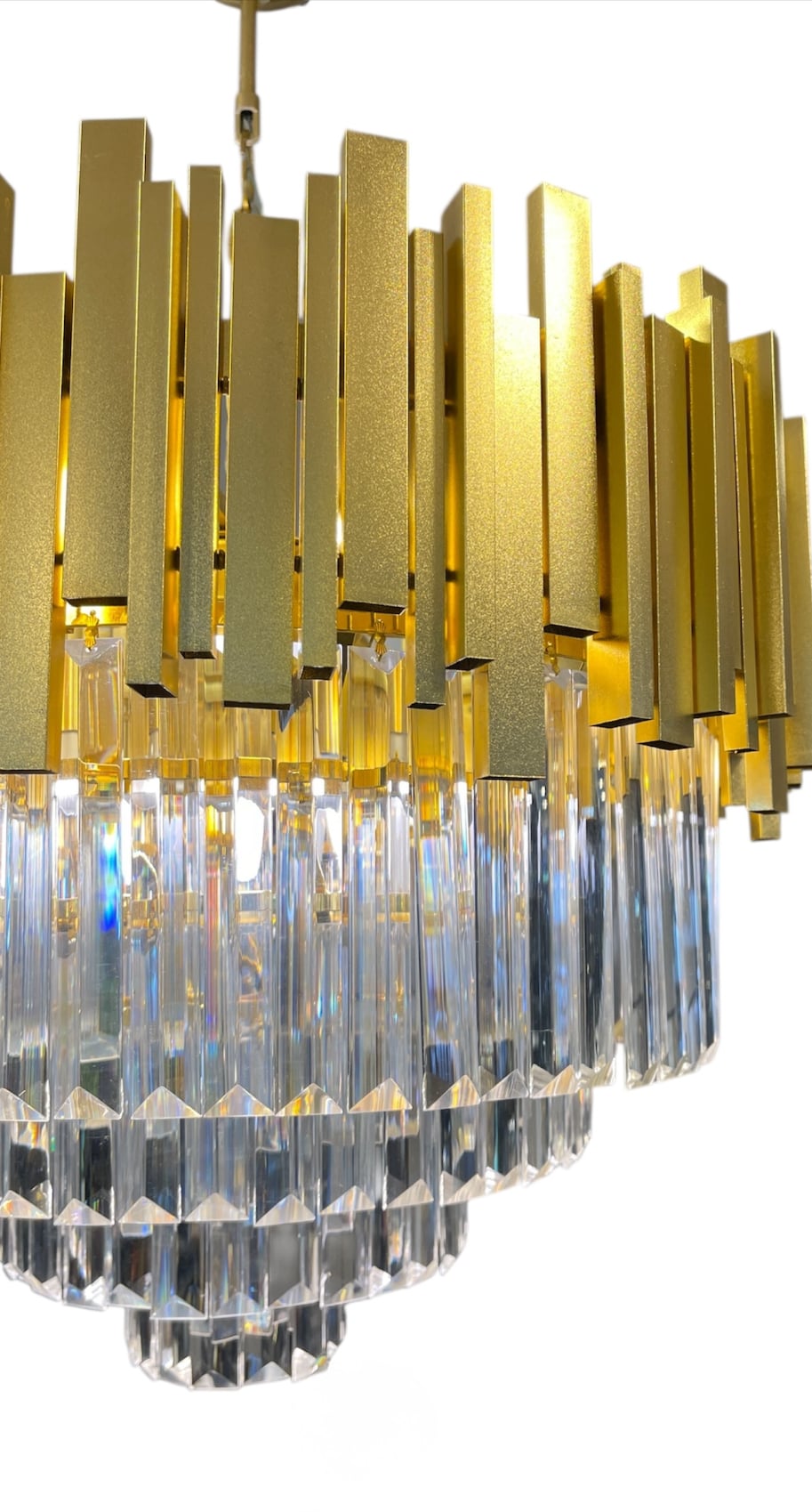 Gold Metal Kristal Taş Avize 