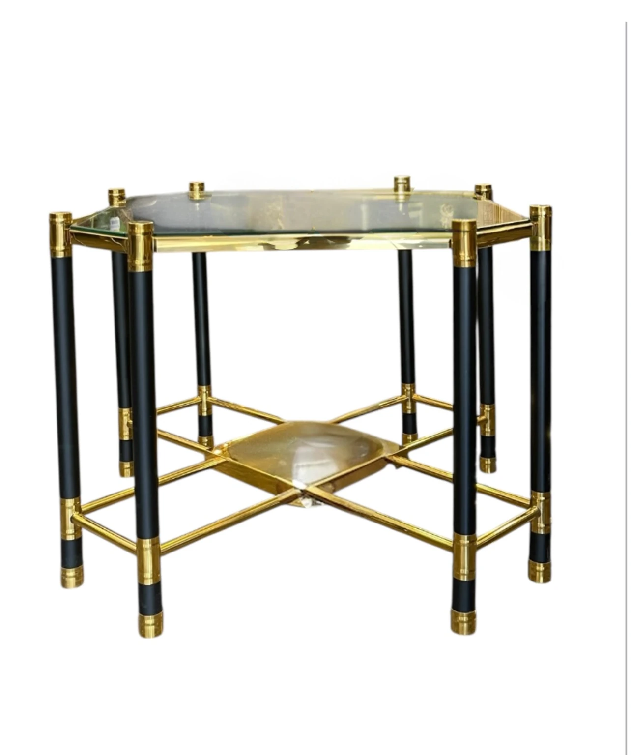 Gold Siyah Cam Yan Sehpa 