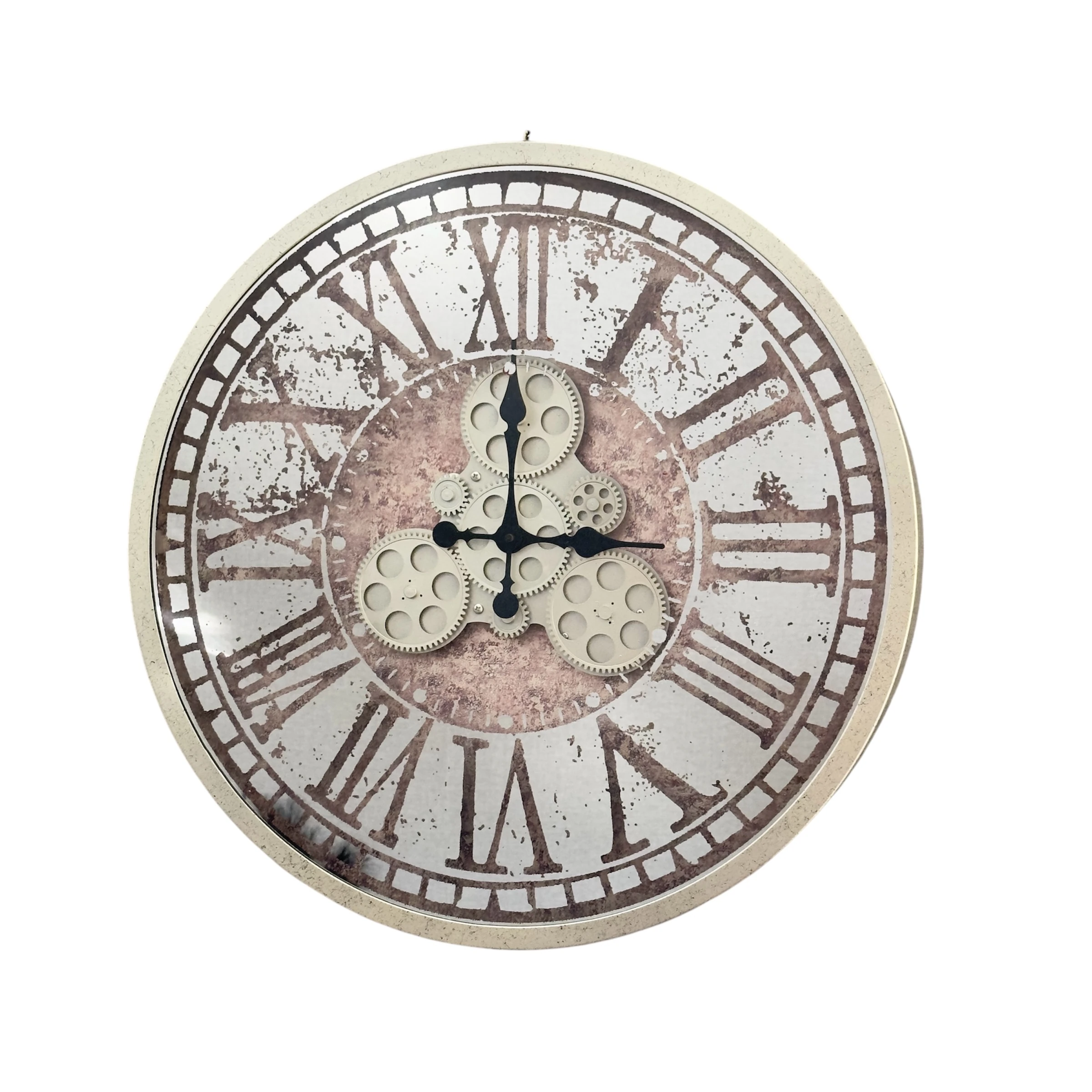 Eskitme Gümüş Duvar Saati 