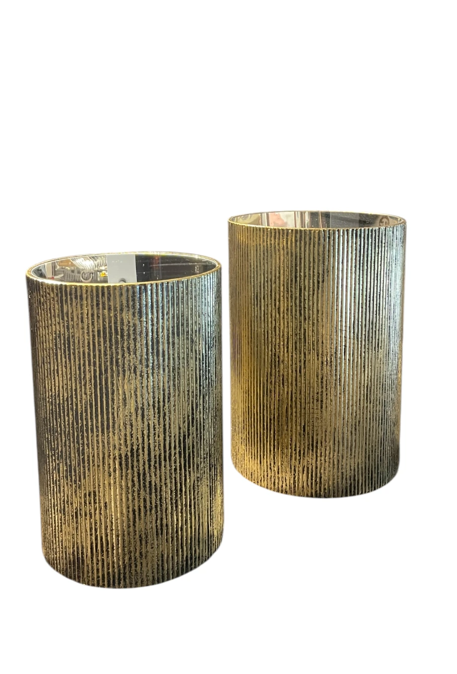 Gold Metal İkili Aynalı Yan Sehpa 