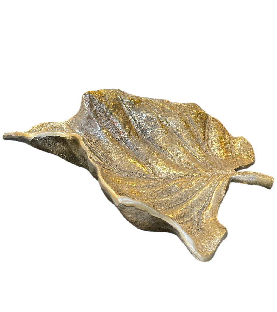 Eskitme Renk Döküm Yaprak Tabak 