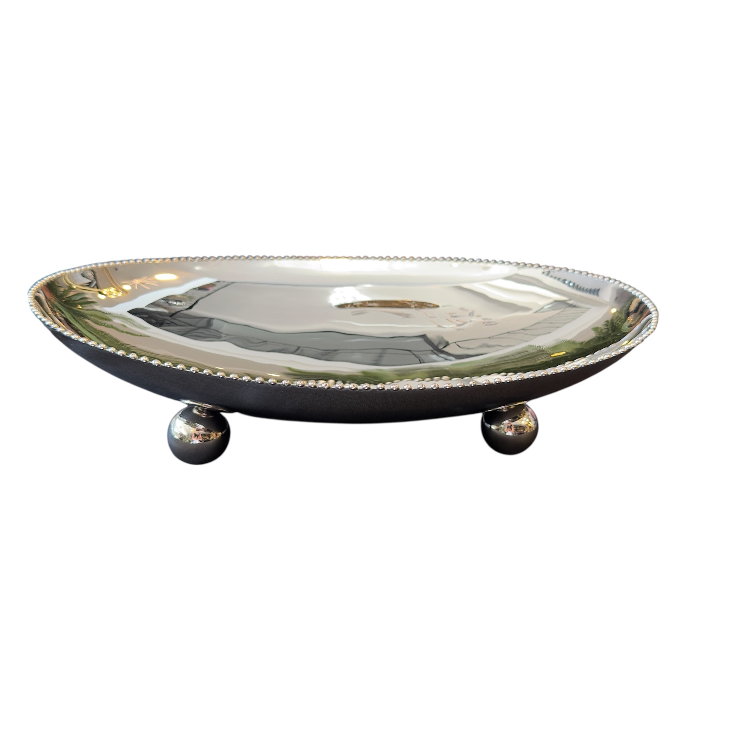 Gümüş Metal Kaplama Oval Tabak 