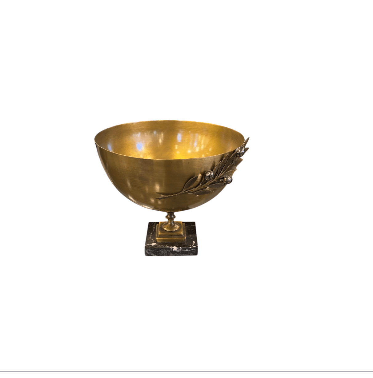 Eskitme Gold Zeytin Dalı Desenli Mermer Ayak Vazo